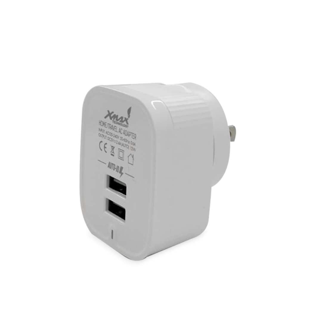 CARGADOR DE PARED TIPO C - 2 PUERTOS USB - 2.4 AMPERIOS