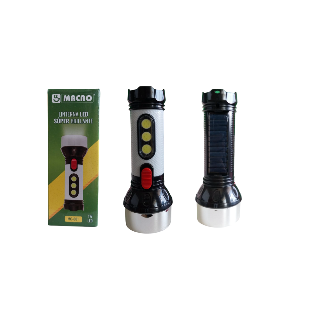 LINTERNA RECARGABLE  881 CON PANEL SOLAR
