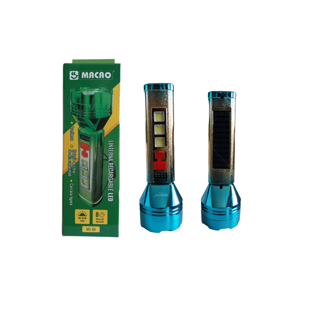 LINTERNA RECARGABLE  M-66 CON PANEL SOLAR