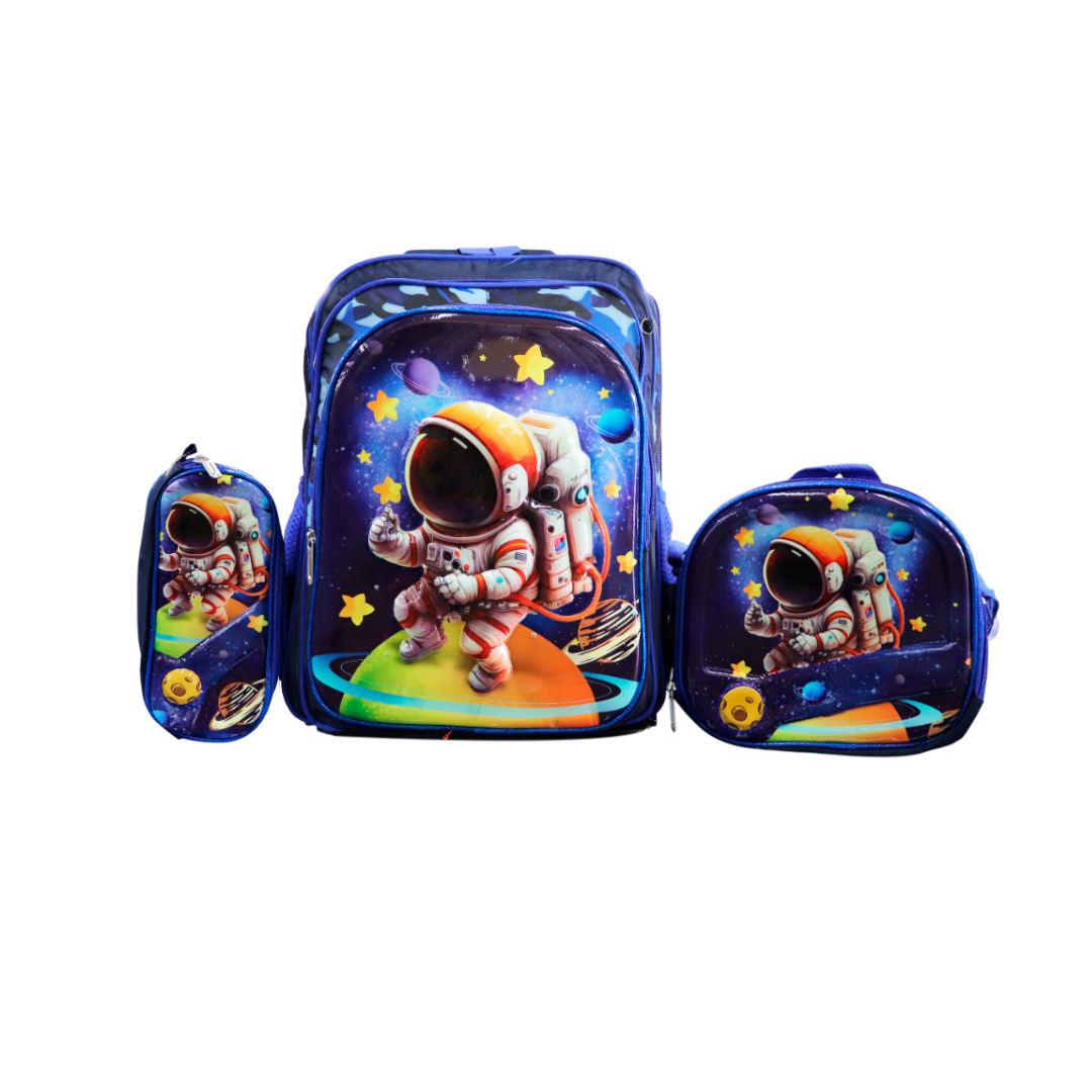 MOCHILA 3PCS  VARIOS DISEÑOS 3D PARA NIÑO
