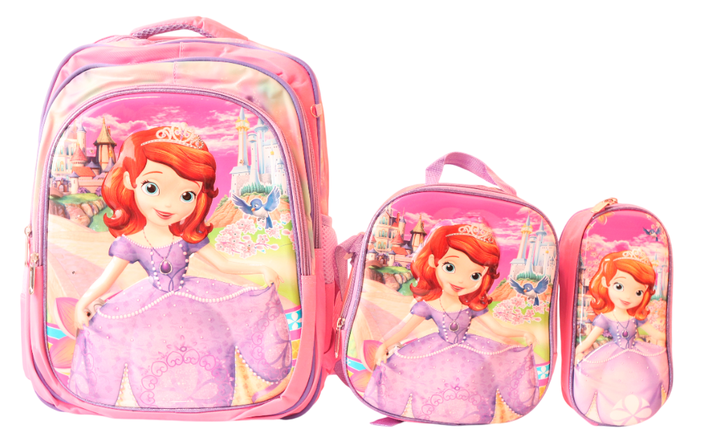 MOCHILA 3PCS  VARIOS DISEÑOS 3D PARA NIÑA