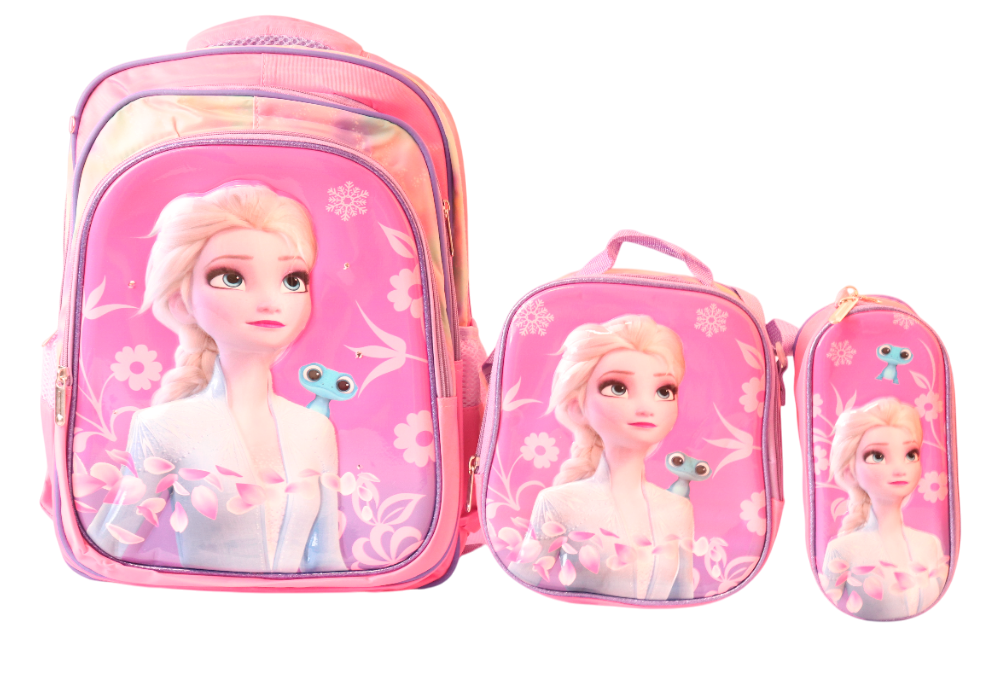 MOCHILA 3PCS  VARIOS DISEÑOS 3D PARA NIÑA