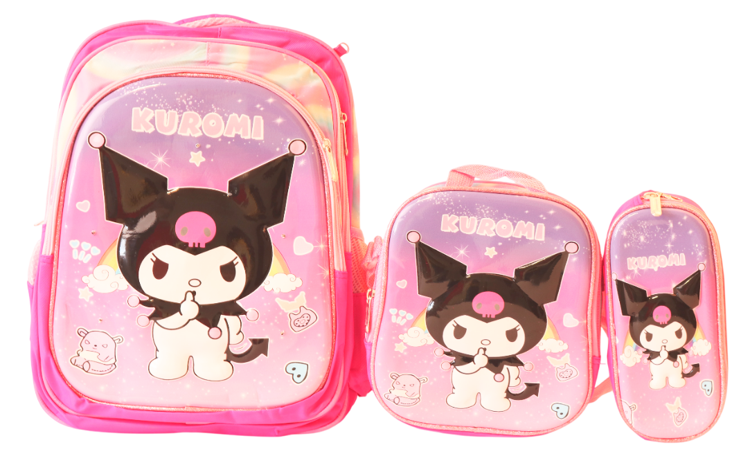 MOCHILA 3PCS  VARIOS DISEÑOS 3D PARA NIÑA