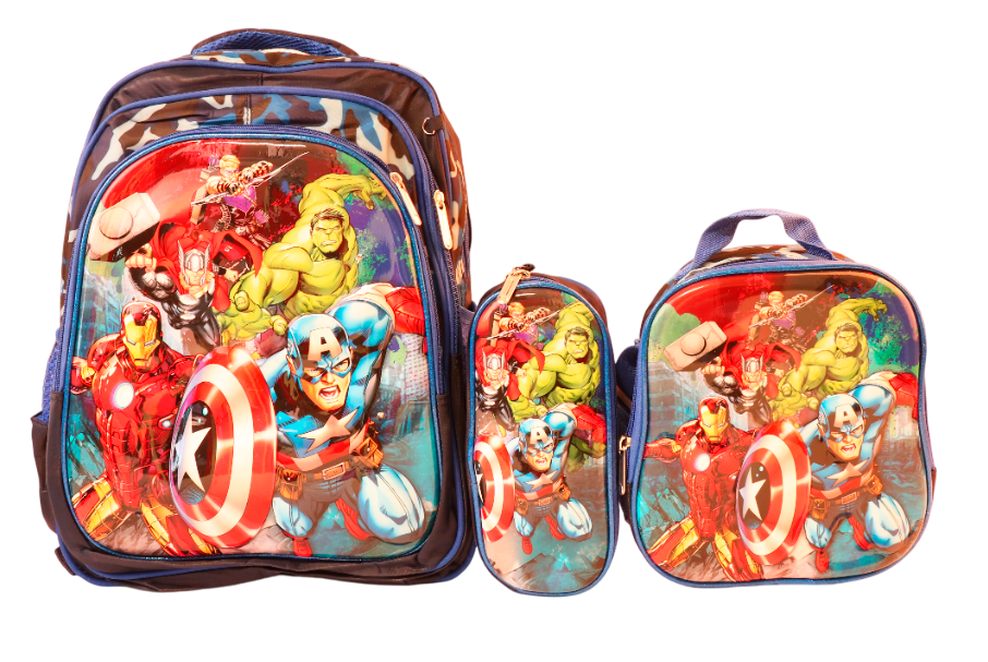 MOCHILA 3PCS  VARIOS DISEÑOS 3D PARA NIÑO