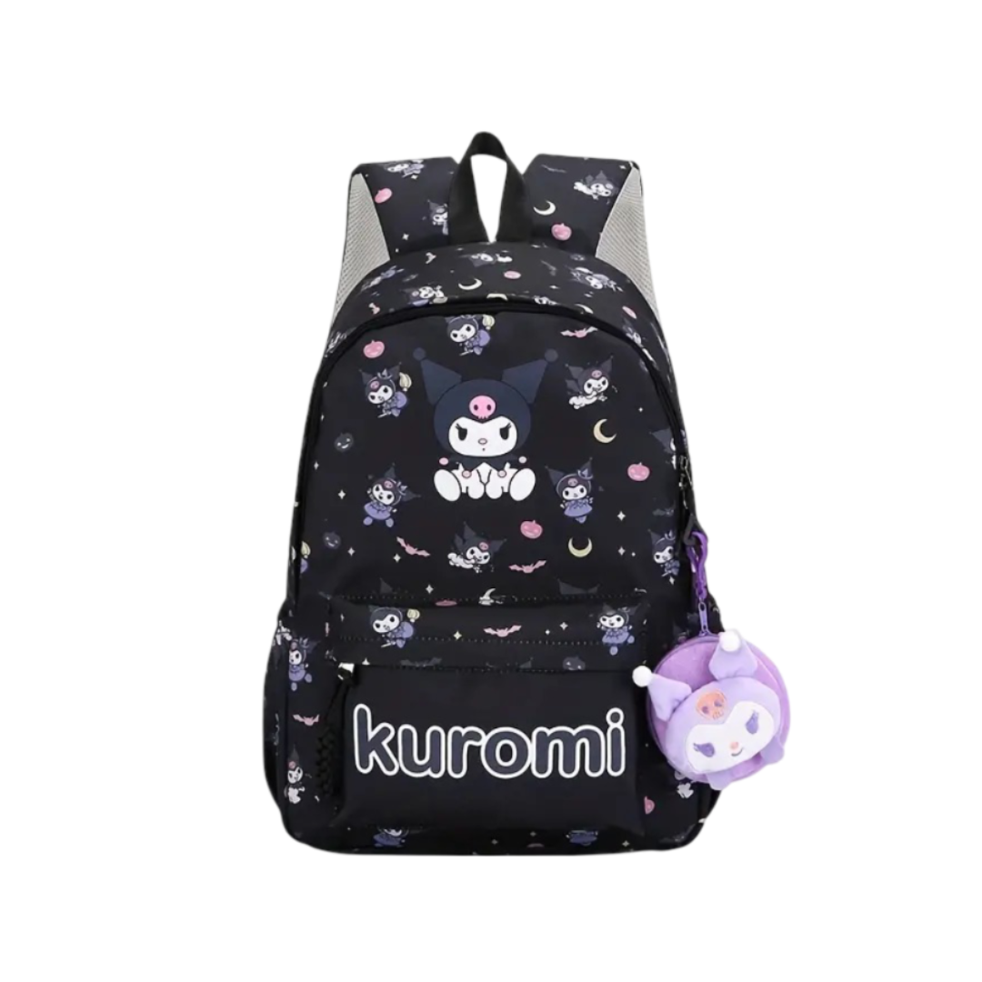 MOCHILA ESCOLAR  CON LLAVERO KUROMI