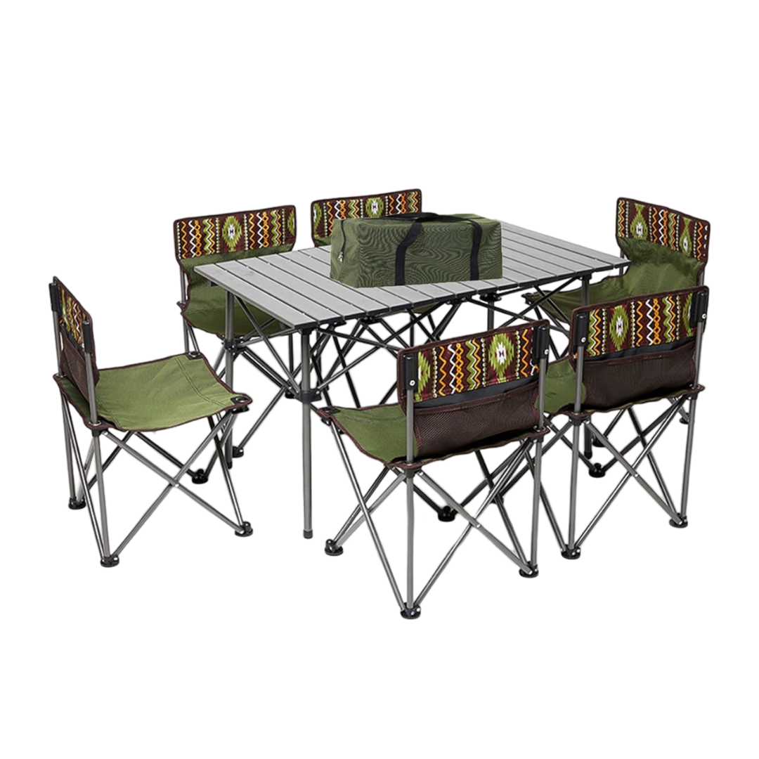 SET DE CAMPING  MESA CON 6 SILLAS